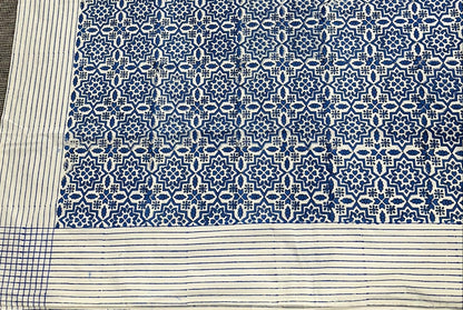 Indigo Grid Bloom Bedsheet