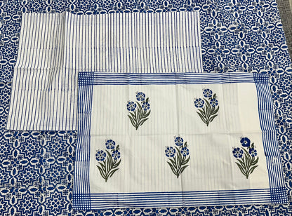 Indigo Grid Bloom Bedsheet