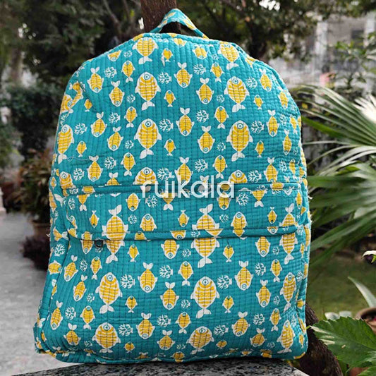 Happy Fishes Quilted Backpack