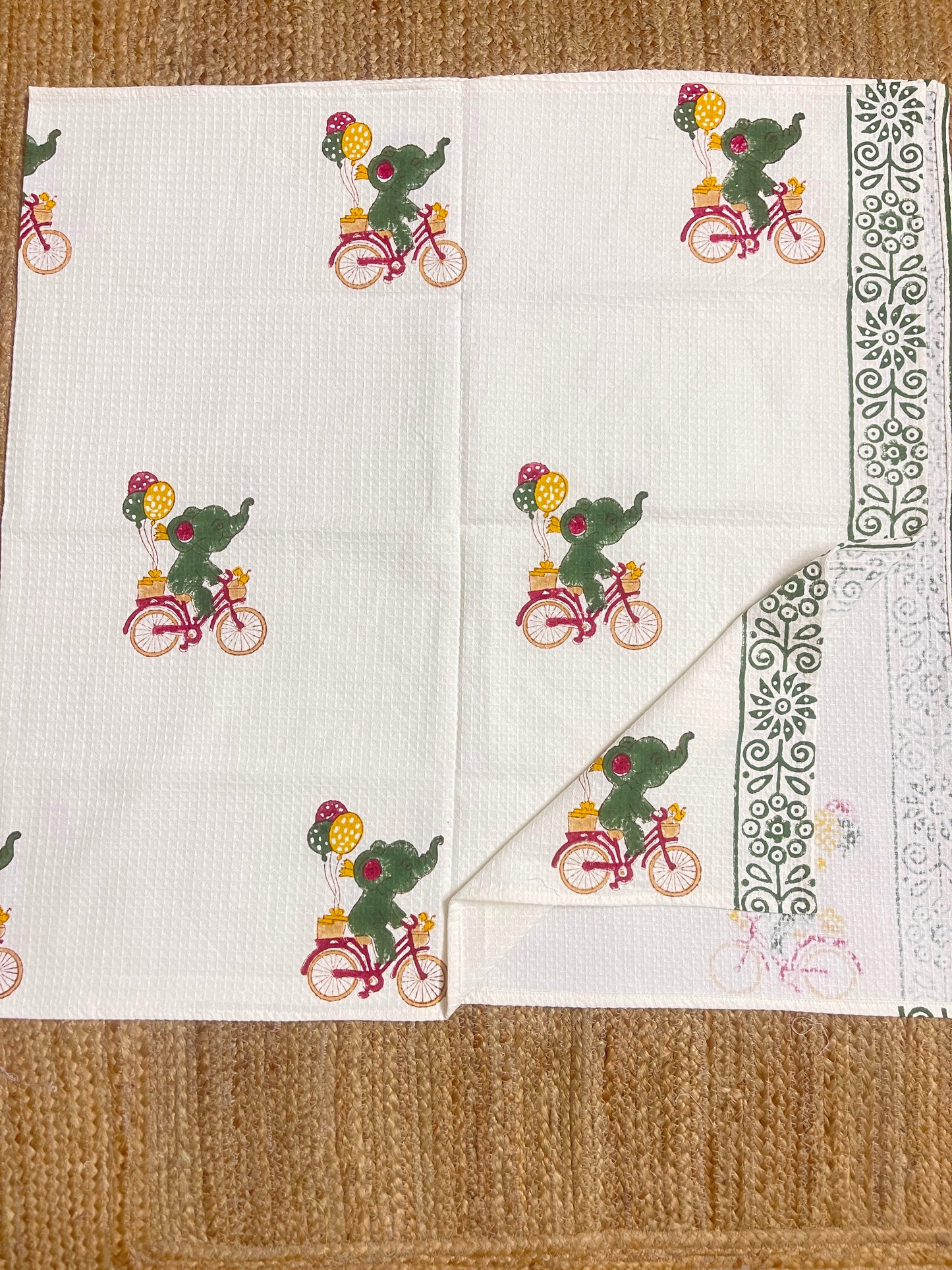 Elephant on Bicycle Kid's Bath Towel