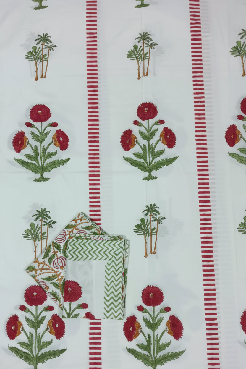 Green Bagh-e-poppy Bedsheet