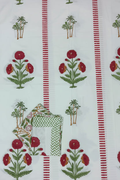 Green Bagh-e-poppy Bedsheet